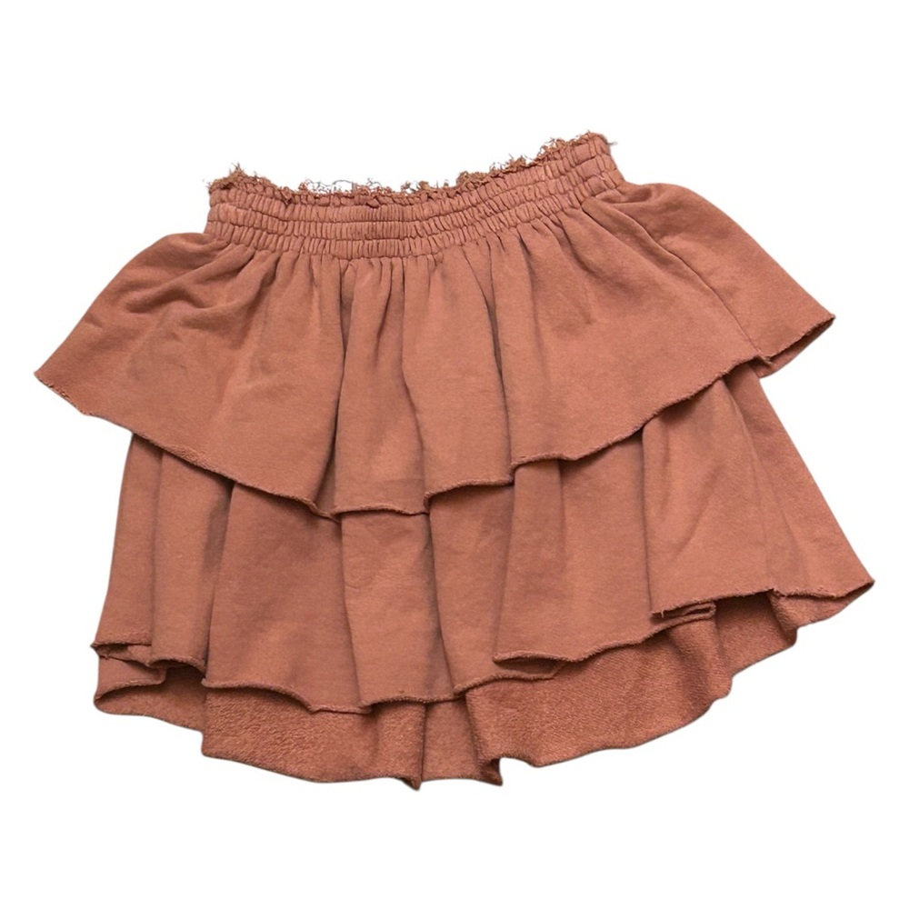 NWT Aerie Weekend Tiered Ruffle Mini Skirt Size Small Women's Terra Cotta Orange - Picture 7 of 8